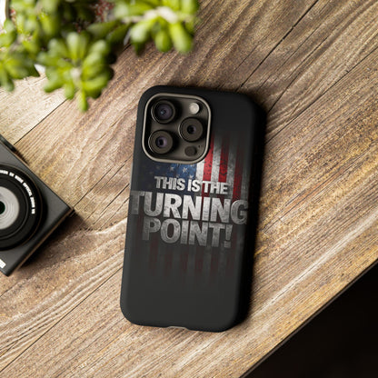 Stunning Patriotic Protective Cell Phone Case -  Charlie Kirk - This Is The Turning Point! - Red White Blue - Beautiful American Flag Backdrop Design - Perfect Gift for Everyday Use, Durable Cover, Stylish Protection