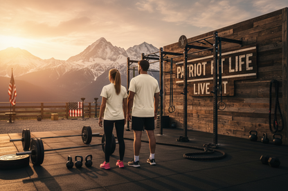 Patriot Fit Life Gym Life T-Shirt | American Flag Barbell Tee – LIVE FIT