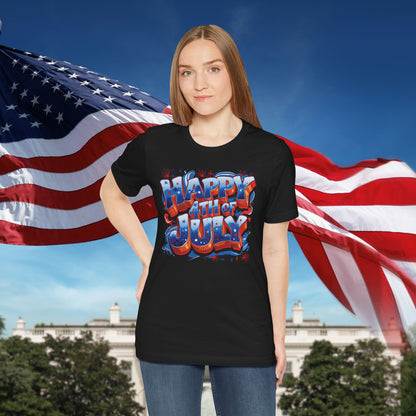 Happy 4th Of July, Print Design T-Shirt, Independence Day, American Flag, Bald Eagle, Red White Blue