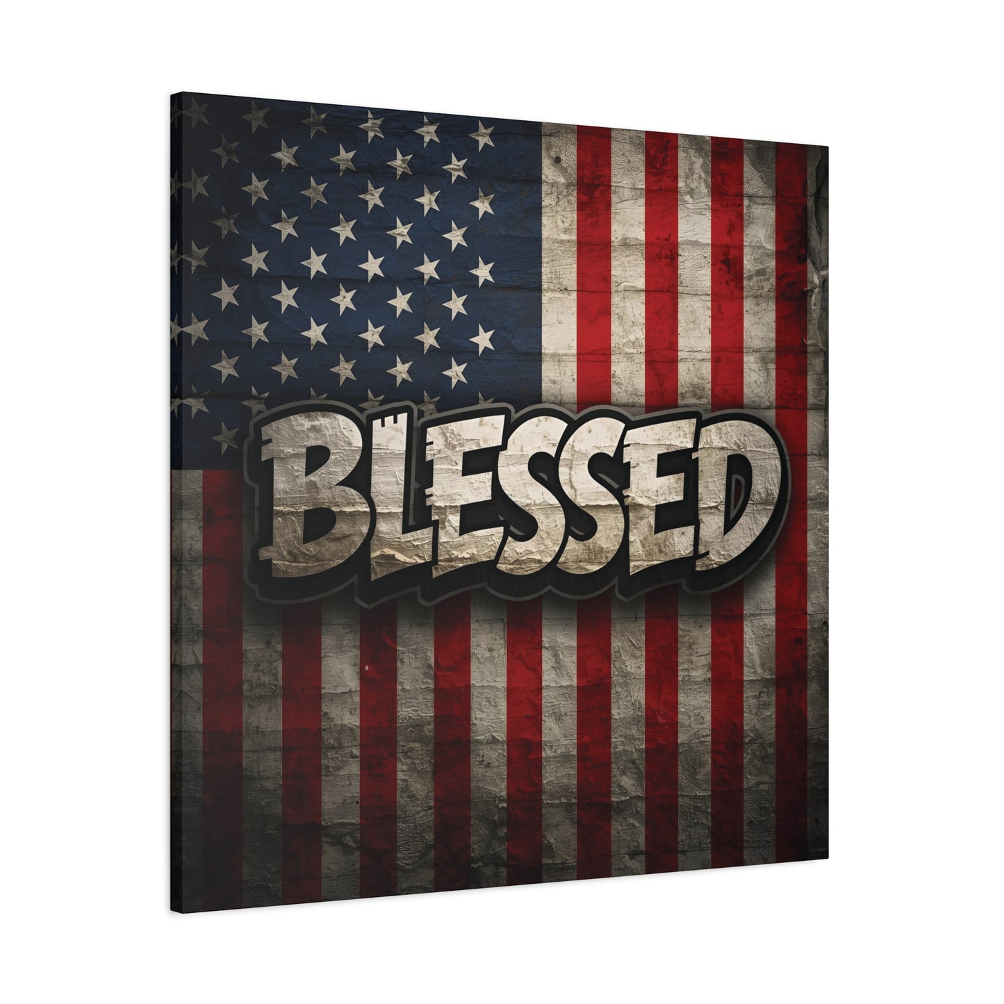 Blessed American Flag Canvas Wall Art, Patriotic Home Decor, Inspirational Gift, Rustic Wall Decor, Americana Artwork