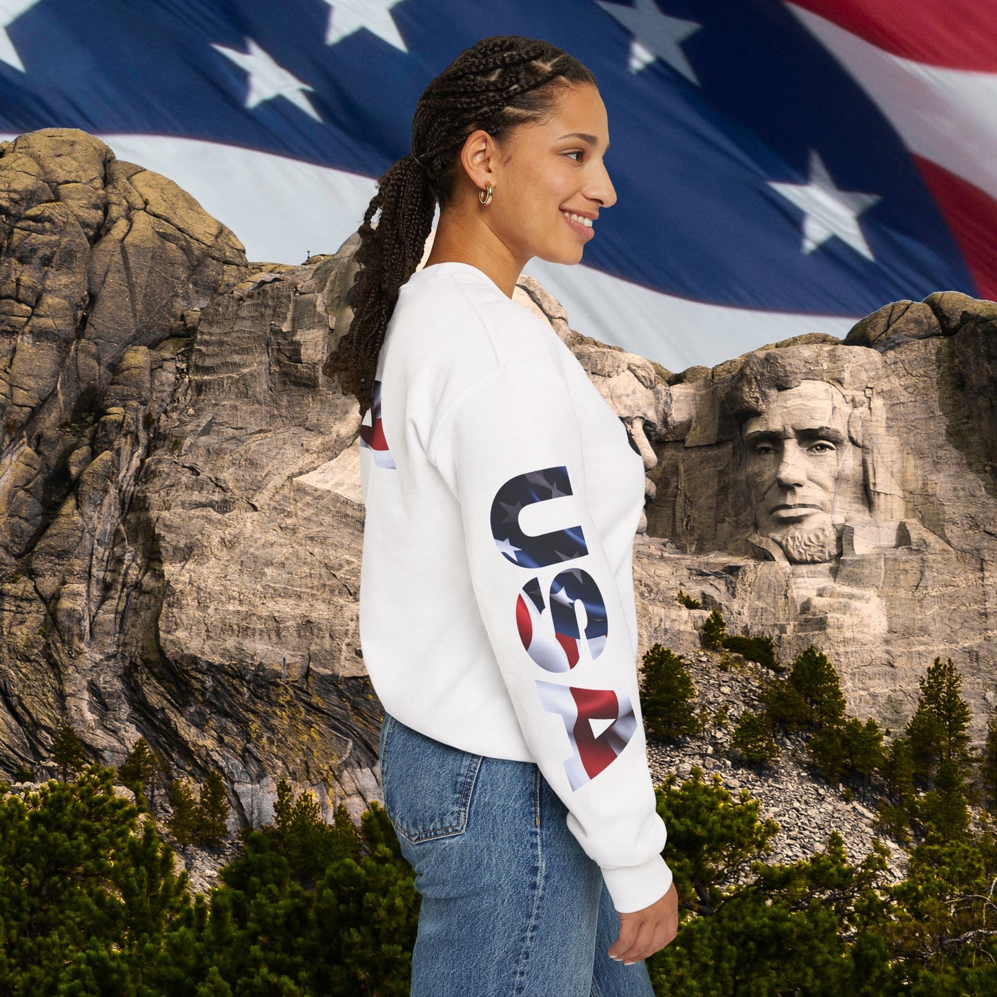 Patriotic USA Crewneck Sweatshirt - Unisex Heavy Blend - American Pride - National Pride Gift - S-5XL