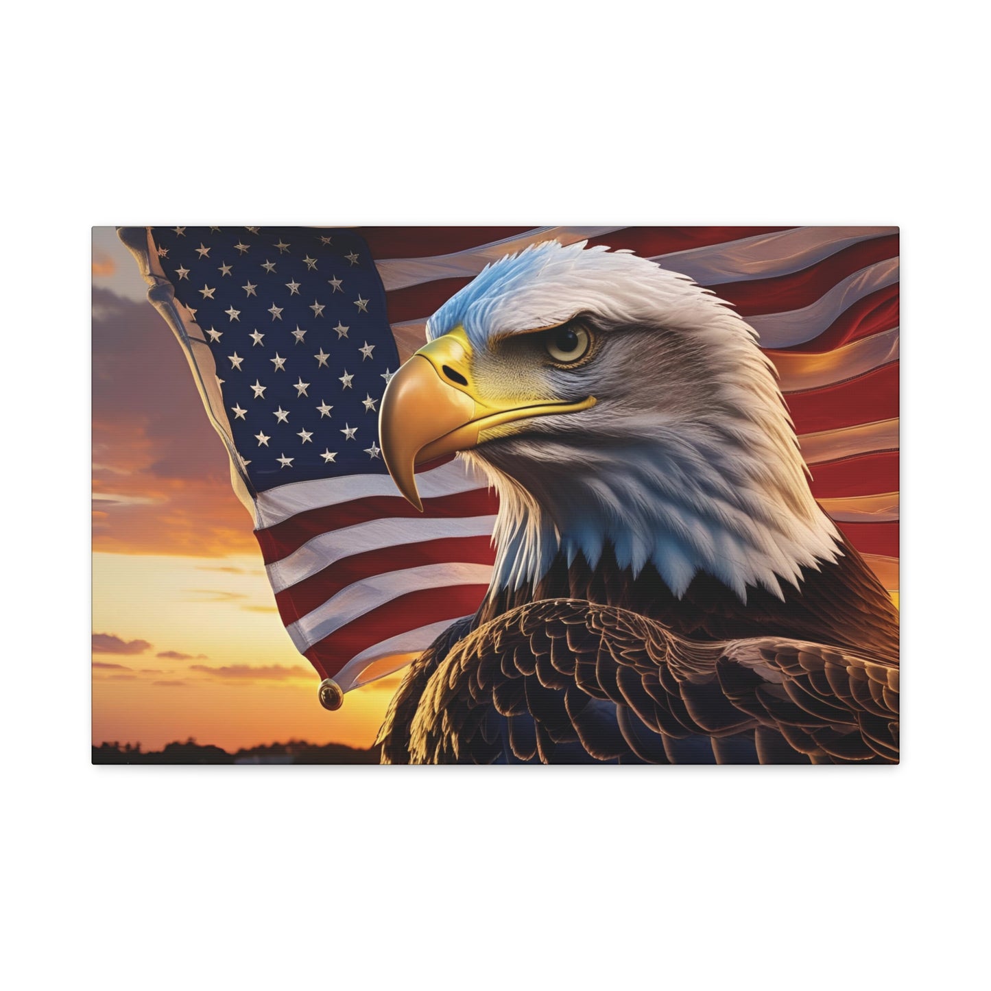 Patriotic Eagle Canvas Wall Art, Stretched Eagle Art, American Flag Decor, Veteran's Day Gift, 4th of July Decoration, Home Gallery Wall