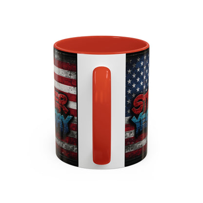 Stronger Than Yesterday! Motivational Mug - American Flag - 11oz/15oz