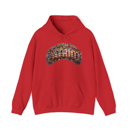 Patriot Christmas Hoodie - Full Arch Garland Flag Graphic | String Lights & Flags | Unisex S-5XL - Patriot Fit Life