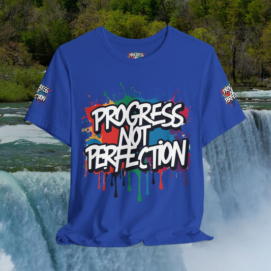 💥 Vibrant   💥   Eye-catching   💥   Motivational    💥 All  Over Print   💥 Unisex T-shirt  💥   Progress  Not  Perfection   💥  Art-Inspired   💥  Apparel  💥  Sizes  XS  x  4XL 💥