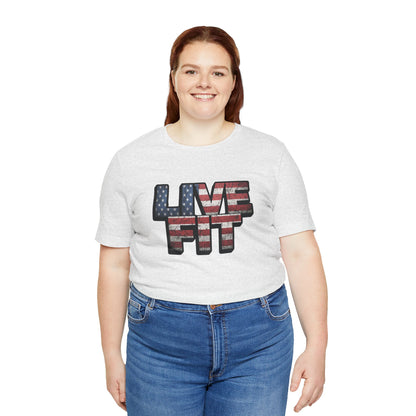 LIVE FIT Patriotic T-Shirt - American Flag Red White Blue - Unisex Fitness Tee