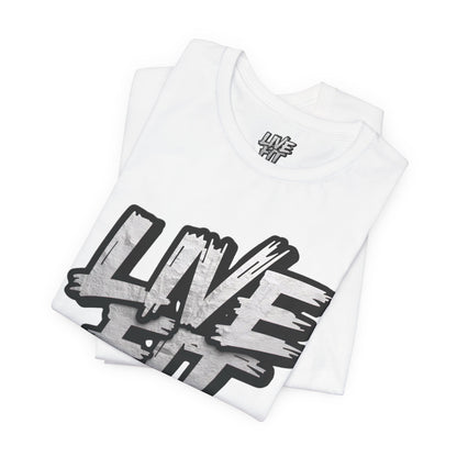 LIVE FIT Unisex Jersey Tee - Fitness Shirt - XS - 4XL -  Workout Apparel -  Motivational T-Shirt - Casual Wear - Gift for Fitness Enthusiasts