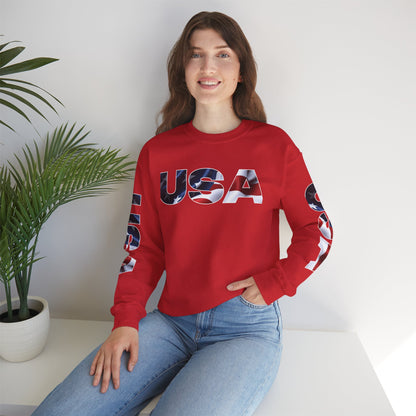 Patriotic USA Red White Blue - Crewneck Sweatshirt - Unisex Pullover - S-5XL