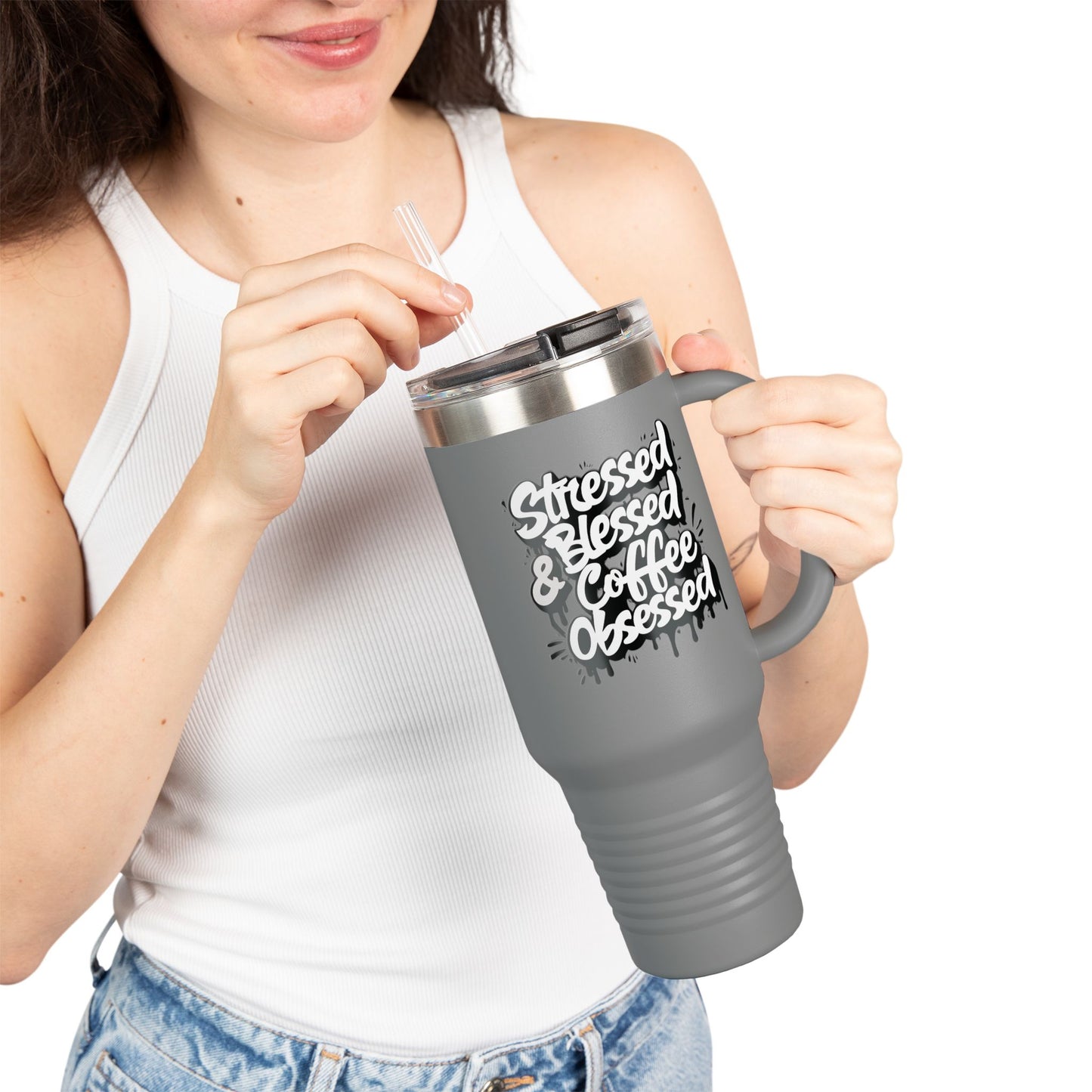 40oz. Insulated Travel Mug: Stressed Blessed, & Coffee Obsessed Print, 7 Different Color Options, Perfect Gift for Coffee Lovers, Gym Goers, Travel Enthusiasts, Holiday [...]