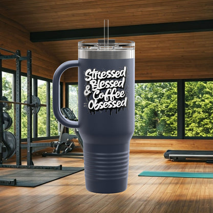 40oz. Insulated Travel Mug: Stressed Blessed, & Coffee Obsessed Print, 7 Different Color Options, Perfect Gift for Coffee Lovers, Gym Goers, Travel Enthusiasts, Holiday [...]