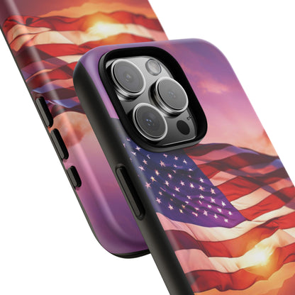 Stylish Phone Case - American Flag At Sunset Design - Patriotic Gift for Veterans - Independence Day -  Summer Vibes -