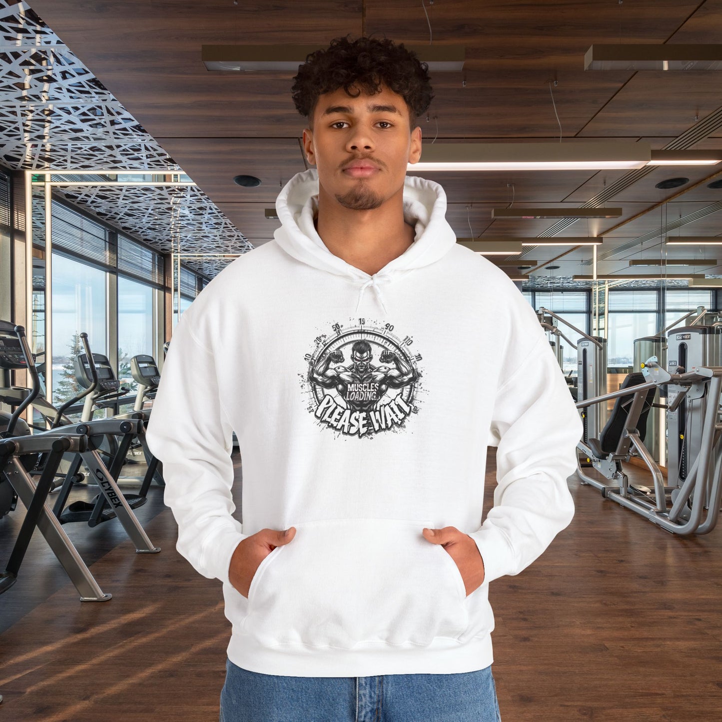 Unisex - Muscles Loading…Please Wait - Heavy Blend™ Hooded Sweatshirt - Motivational Fitness Hoodie - Workout Sweatshirt - Gym Apparel - Inspirational Gift - Holiday Gift