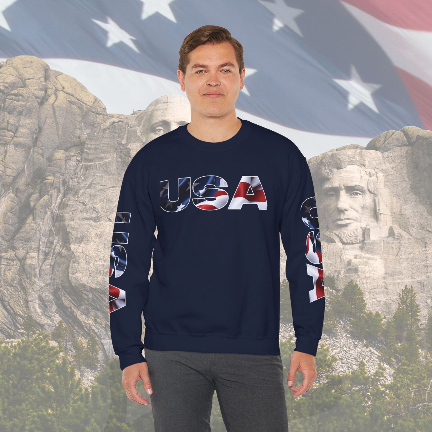 Patriotic USA Red White Blue - Crewneck Sweatshirt - Unisex Pullover - S-5XL