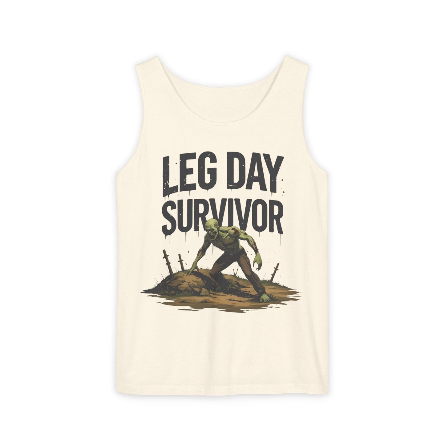 Leg Day Survivor! - Garment-Dyed Tank Top - Funny Gym Tank - Unisex Fitness Apparel - XS-3XL