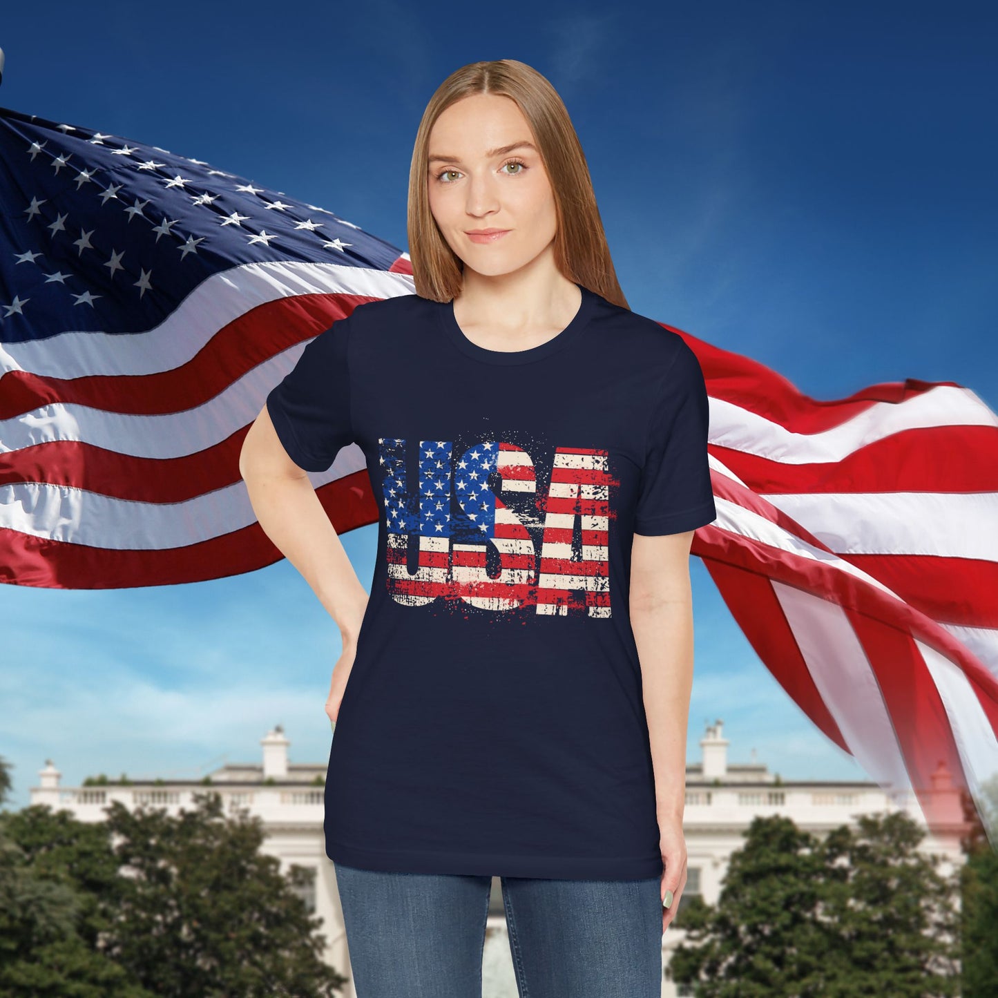 USA - Red White Blue - American Flag - Classic Unisex Tee - Holiday Gift - Patriotic Pride