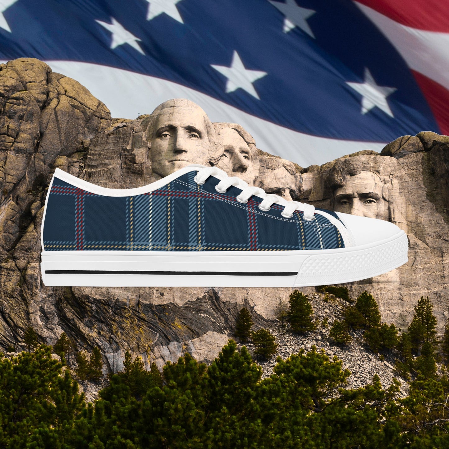 🇺🇸 Plaid Blue 🇺🇸 Low Top Sneakers 🇺🇸 Comfortable 🇺🇸Casual Footwear 🇺🇸 for Every Occasion 🇺🇸