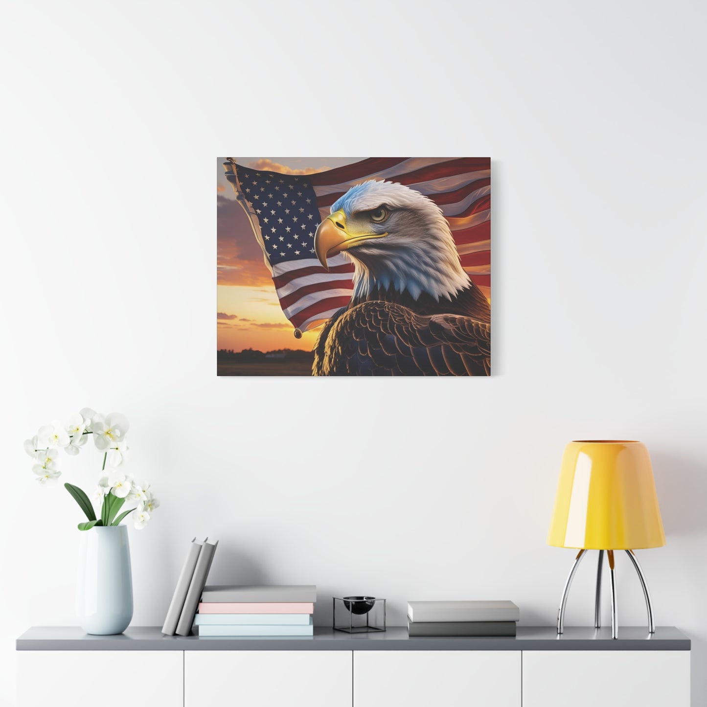 Patriotic Eagle Canvas Wall Art, Stretched Eagle Art, American Flag Decor, Veteran's Day Gift, 4th of July Decoration, Home Gallery Wall