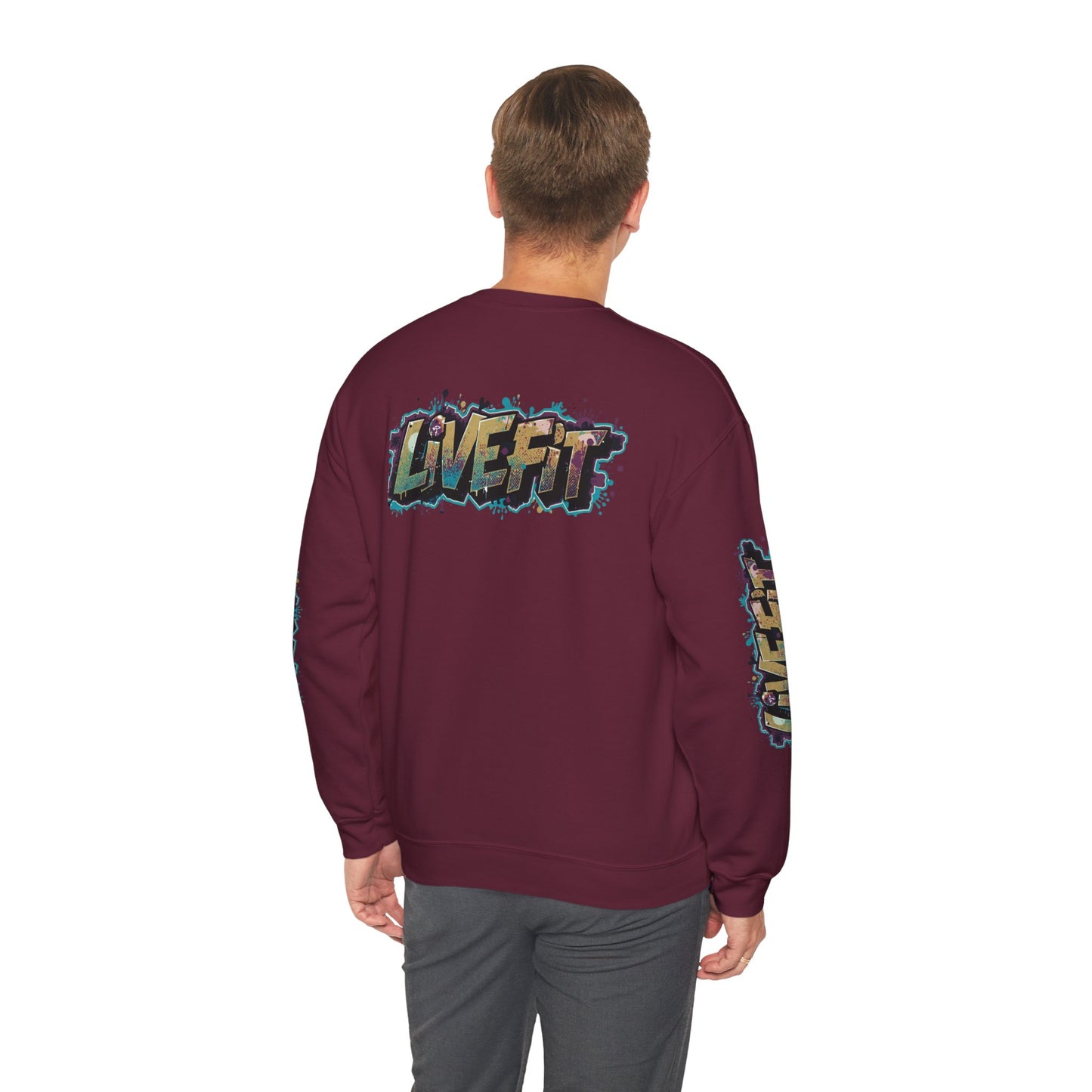 Live Fit Crewneck Sweatshirt - Trendy Fitness Apparel -  Unisex Casual Wear -  Sports Gift -  Workout Fashion -  Street Style Sweatshirt -