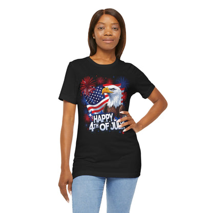 Happy 4th of July Graphic T-Shirt - Patriotic Bald Eagle - American Flag Tee - XS-4XL