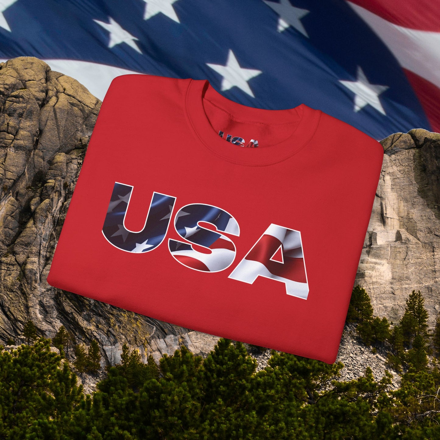 Patriotic USA Red White Blue - Crewneck Sweatshirt - Unisex Pullover - S-5XL