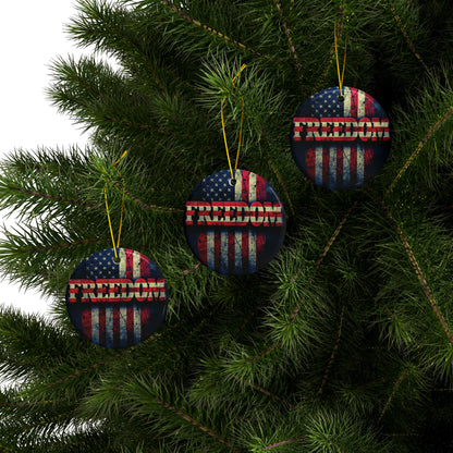 Patriotic Ornaments - Freedom American Flag Design - Red White & Blue - Same Design Both Sides
