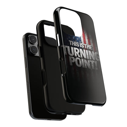 Stunning Patriotic Protective Cell Phone Case -  Charlie Kirk - This Is The Turning Point! - Red White Blue - Beautiful American Flag Backdrop Design - Perfect Gift for Everyday Use, Durable Cover, Stylish Protection