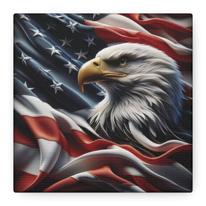 Patriotic Eagle Gallery Wrapped Canvas Art - American Flag Wall Decor - Red White Blue - USA Pride - Holiday Gift -  4th of July Home Decoration - Veteran Gift -  USA Theme Art - Print On Sides - Mirror Sides -