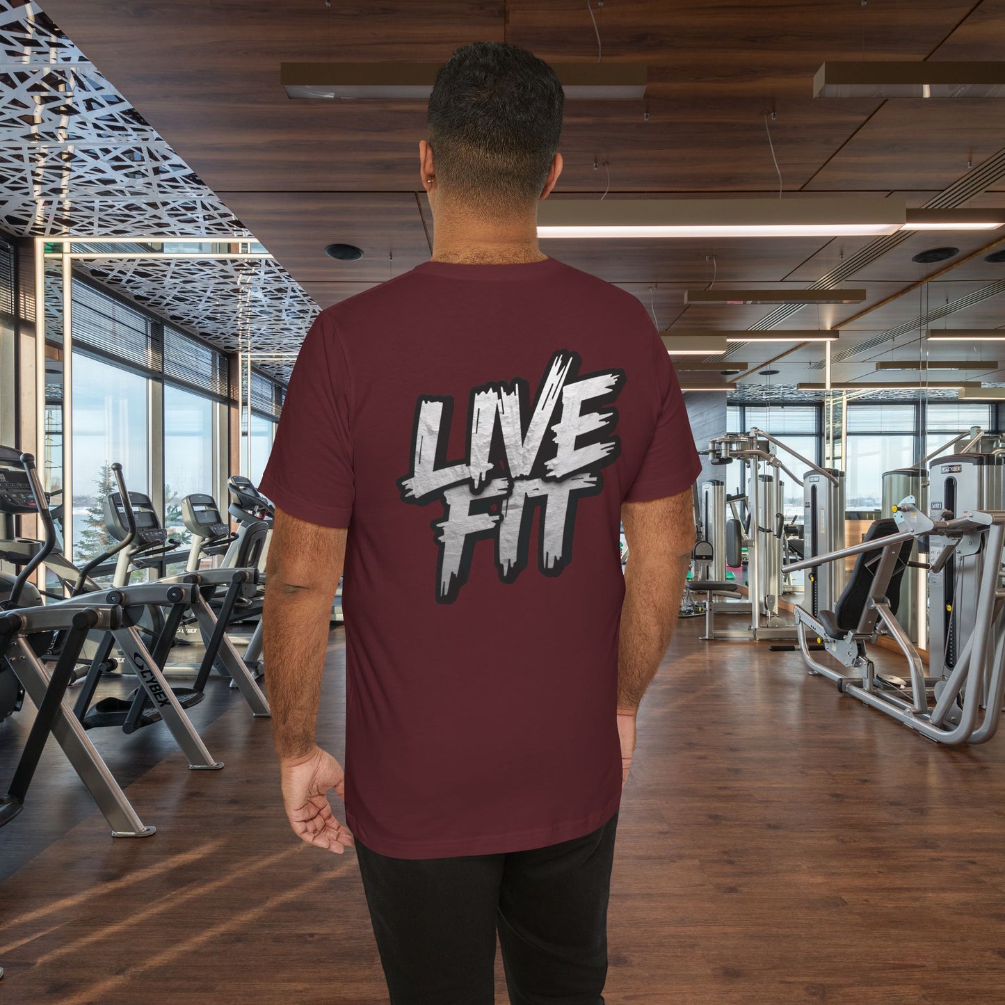 LIVE FIT Unisex Jersey Tee - Fitness Shirt - XS - 4XL -  Workout Apparel -  Motivational T-Shirt - Casual Wear - Gift for Fitness Enthusiasts