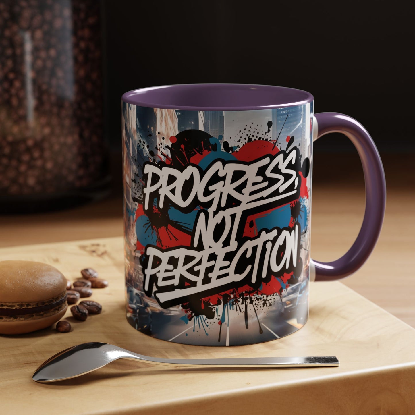 Progress Not Perfection! Graffiti Style Mug - Vibrant Design - 11oz/15oz - 8 Colors