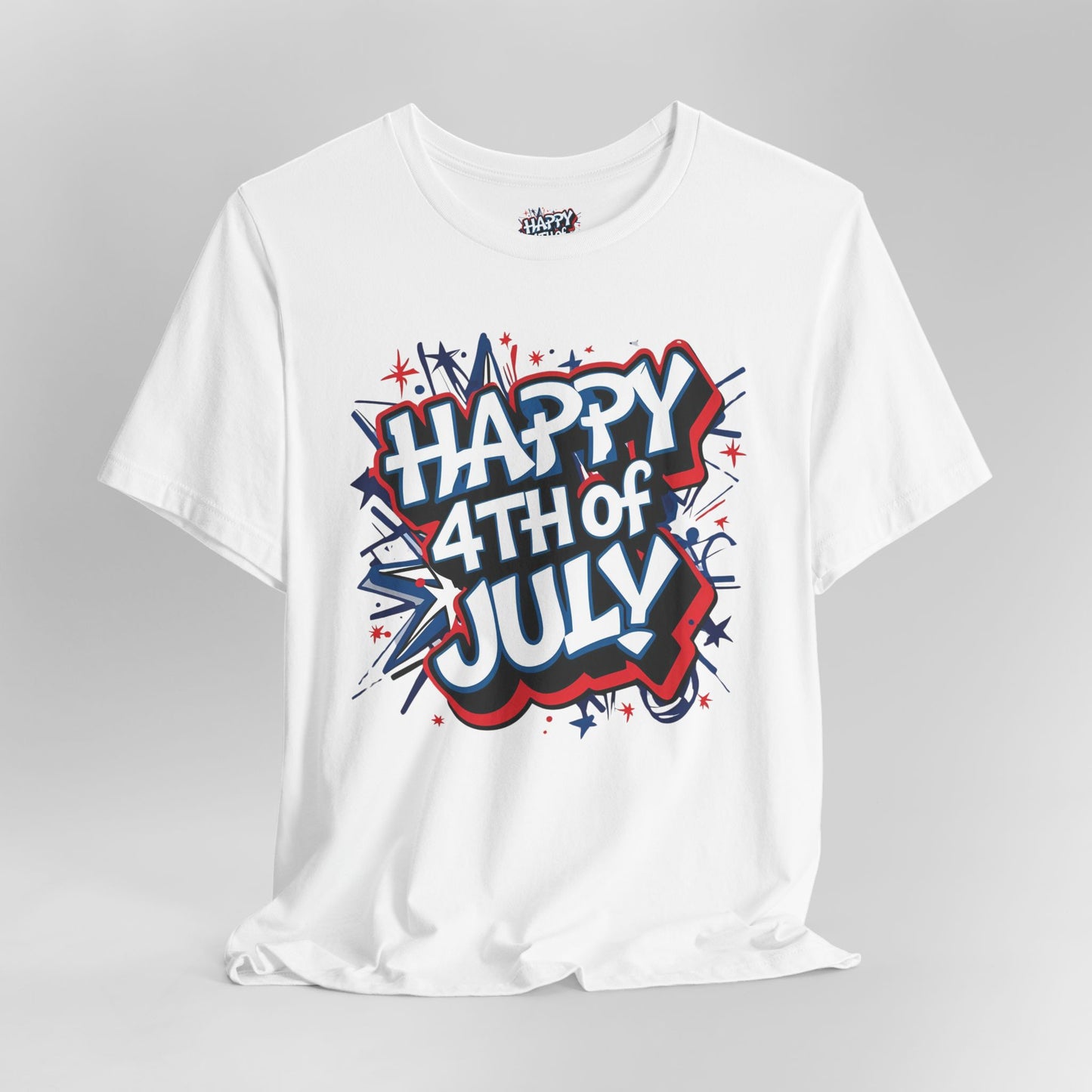 Happy 4th Of July Unisex Jersey Short Sleeve Tee, Independence Day T-Shirt, Patriotic Shirt, Red White Blue Tee, USA Celebration Top
