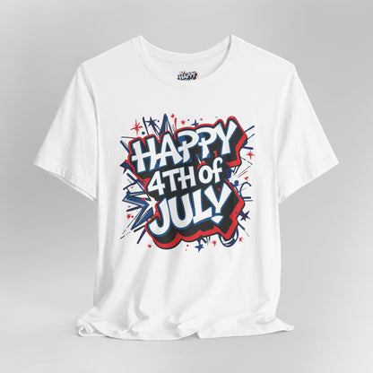 Happy 4th Of July Unisex Jersey Short Sleeve Tee, Independence Day T-Shirt, Patriotic Shirt, Red White Blue Tee, USA Celebration Top