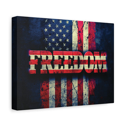 Patriotic Wall Art Print - Freedom Design Canvas Decor - American Flag Red White & Blue Artwork - Christmas Gifts - Independence Day Decoration - Home Gallery Piece -