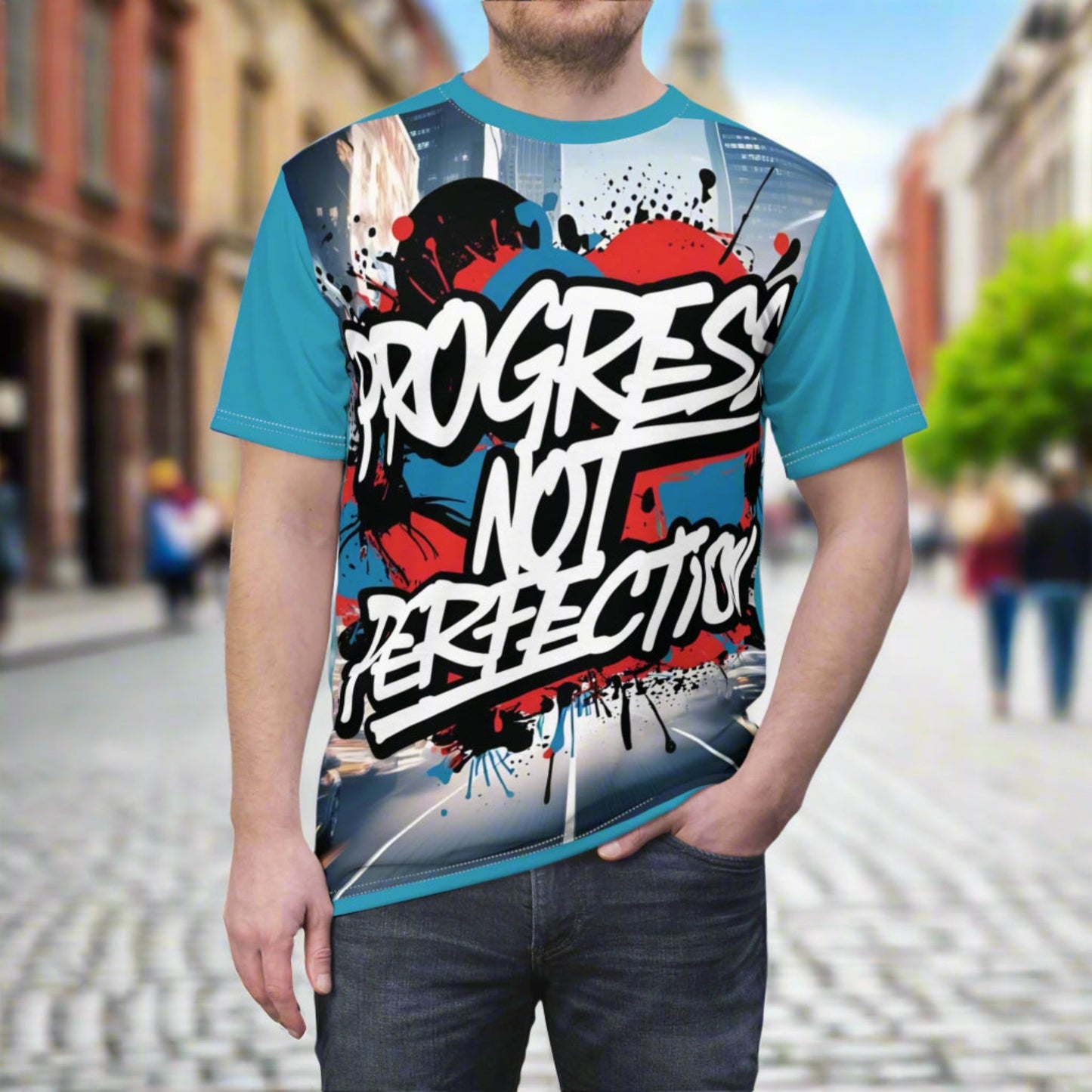 💥 Progress Not Perfection  💥  Stylish   Print  💥  Unisex Graphic Tee 💥  Bold Street Art Design 💥   Motivational Style  💥  Sizes  US  S-3XL  💥