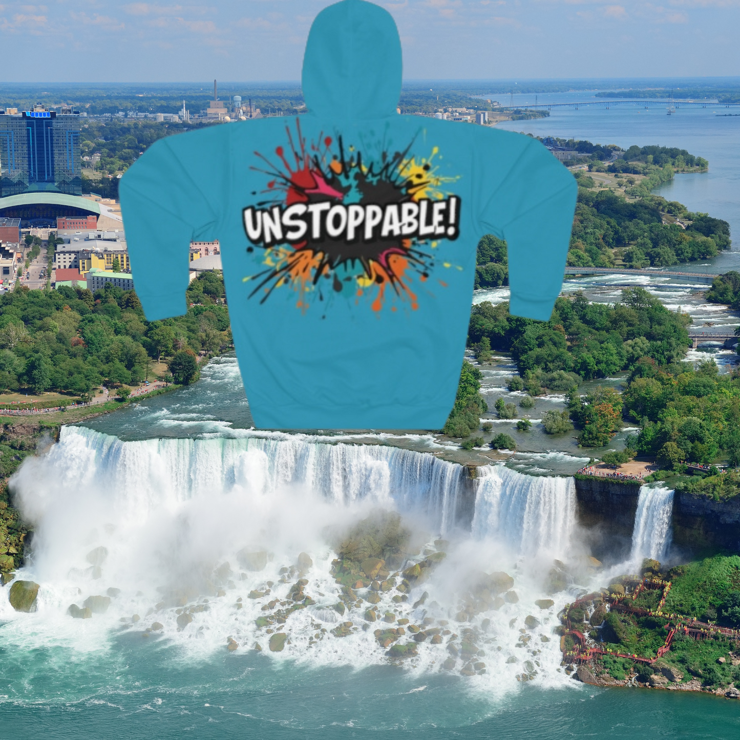 Unisex  - Unstoppable  Design  Pullover  Hoodie - Colorful  Splash  Design - for  Motivation  and  Style