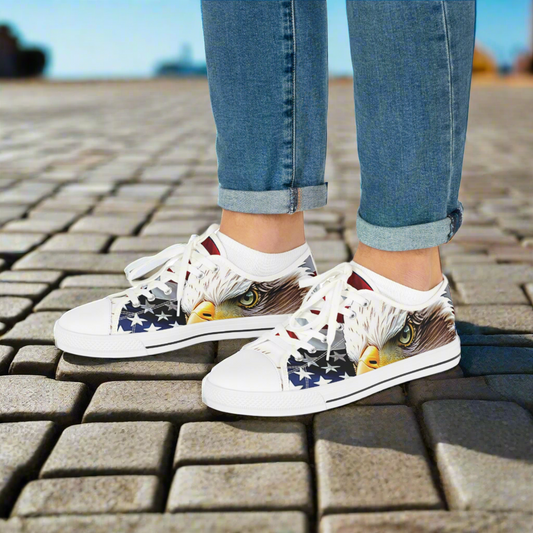 Unisex Sneakers - USA American Flag Patriotic Bald Eagle Design