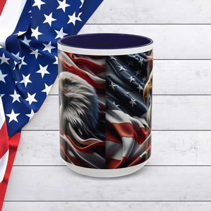 Patriotic Eagle Mug - Vintage American Flag Design - 11oz/15oz