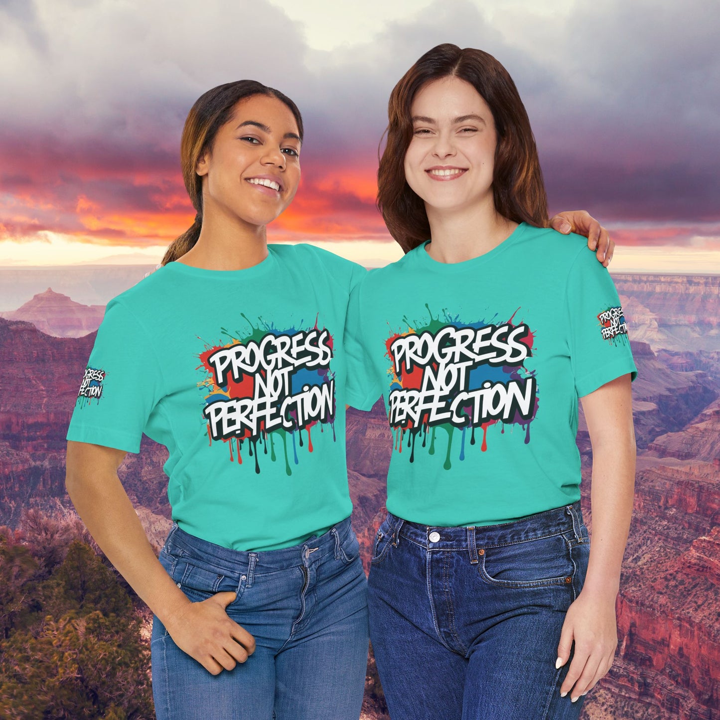 💥 Vibrant   💥   Eye-catching   💥   Motivational    💥 All  Over Print   💥 Unisex T-shirt  💥   Progress  Not  Perfection   💥  Art-Inspired   💥  Apparel  💥  Sizes  XS  x  4XL 💥