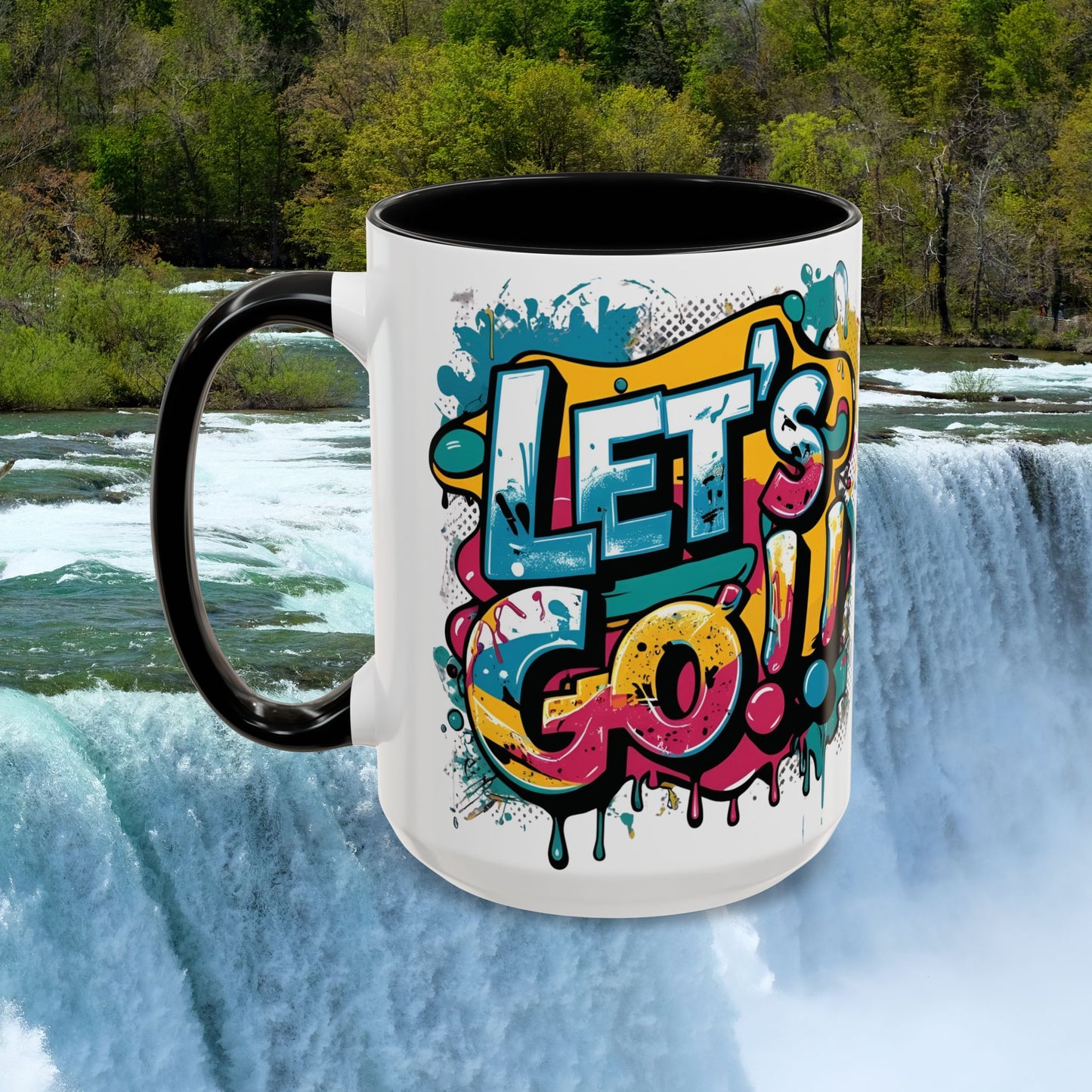 Vibrant   Ceramic  Mug    Inspirational      Let's Go!     Graffiti  Mug      Coffee Mug        Progress  Not  Perfection   Sizes   11oz  &  15oz    Birthday Gift   Graduation Gift    8  Different  Color Options