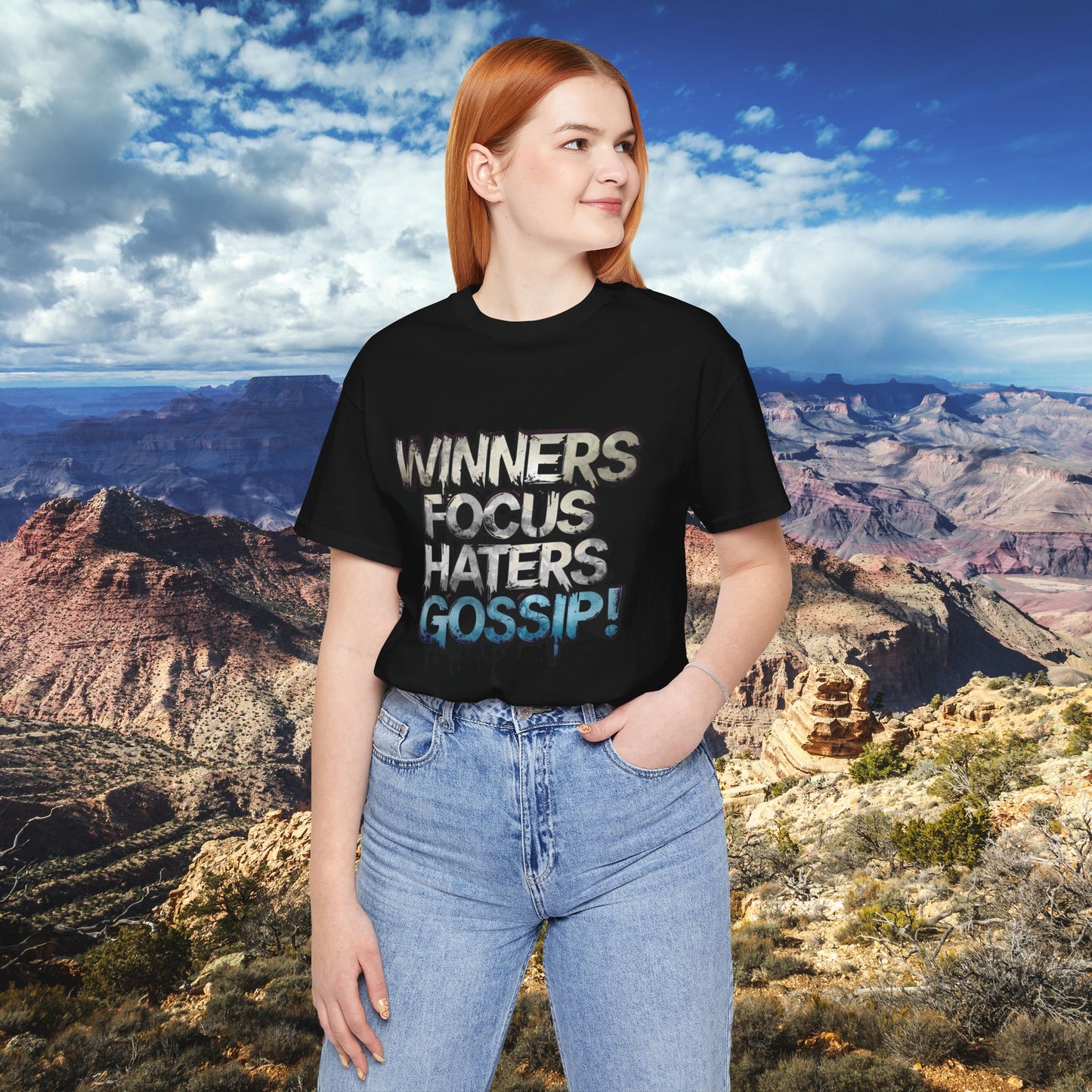 Winners Focus Haters Gossip! Tee - Motivational Graphic Shirt -  Unisex Tee for Casual Wear -  Gift for Friends -  Streetwear Fashion