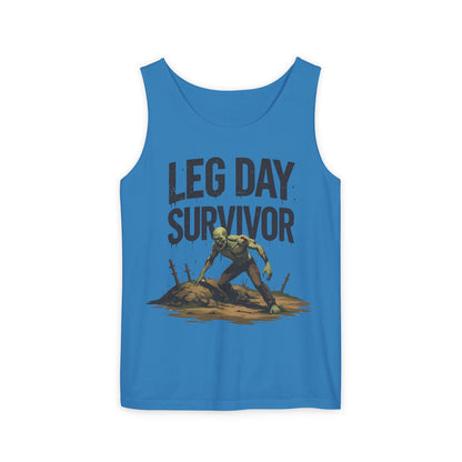 Leg Day Survivor! - Garment-Dyed Tank Top - Funny Gym Tank - Unisex Fitness Apparel - XS-3XL