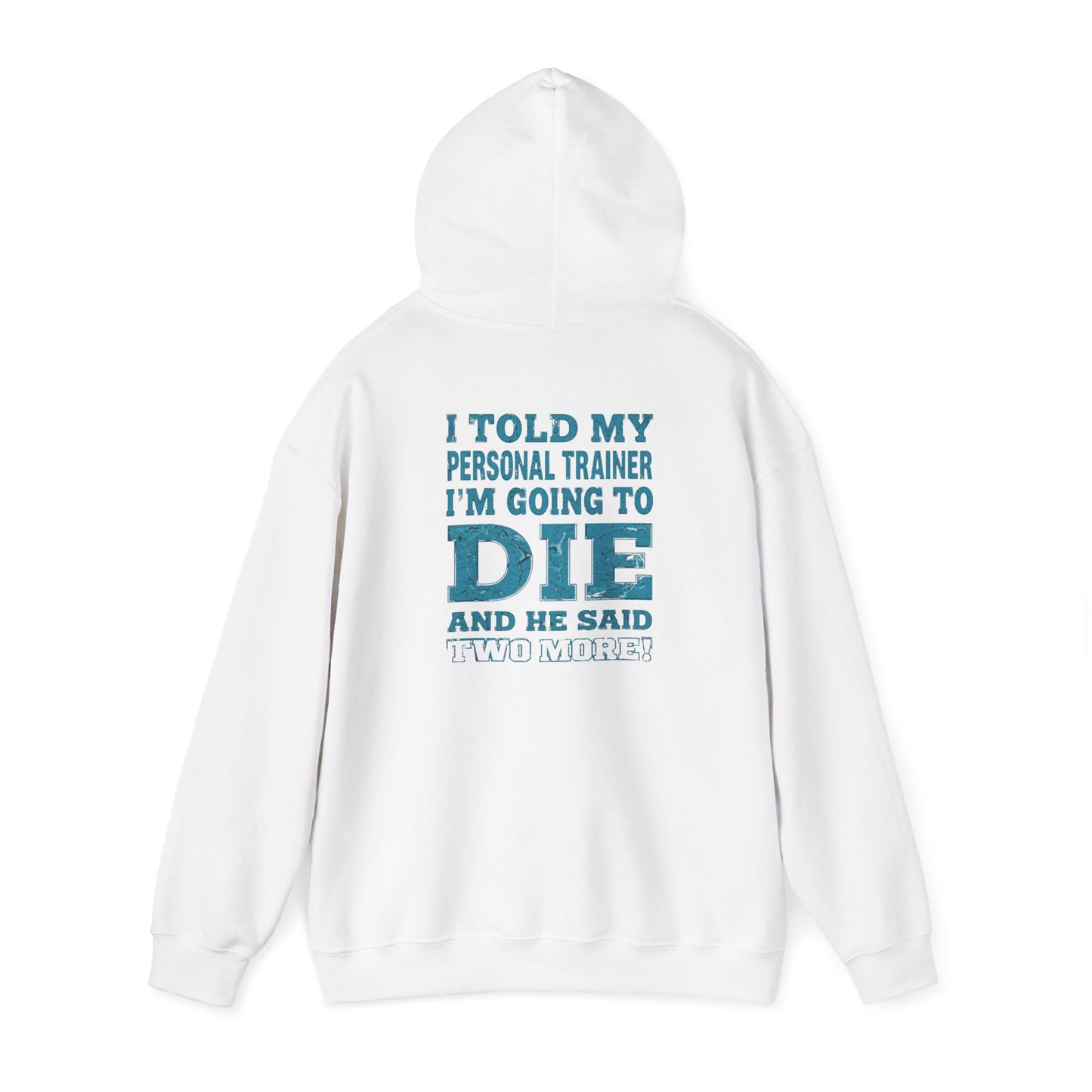 Funny - I Told My Personal Trainer That I'm Going To Die And He Said Two More!  - Design - Workout Hoodie - Sizes - S - 5XL - Gym Humor Sweatshirt - Personal Trainer Gift - Fitness Motivational Apparel