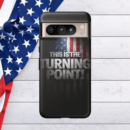 Stunning Patriotic Protective Cell Phone Case -  Charlie Kirk - This Is The Turning Point! - Red White Blue - Beautiful American Flag Backdrop Design - Perfect Gift for Everyday Use, Durable Cover, Stylish Protection