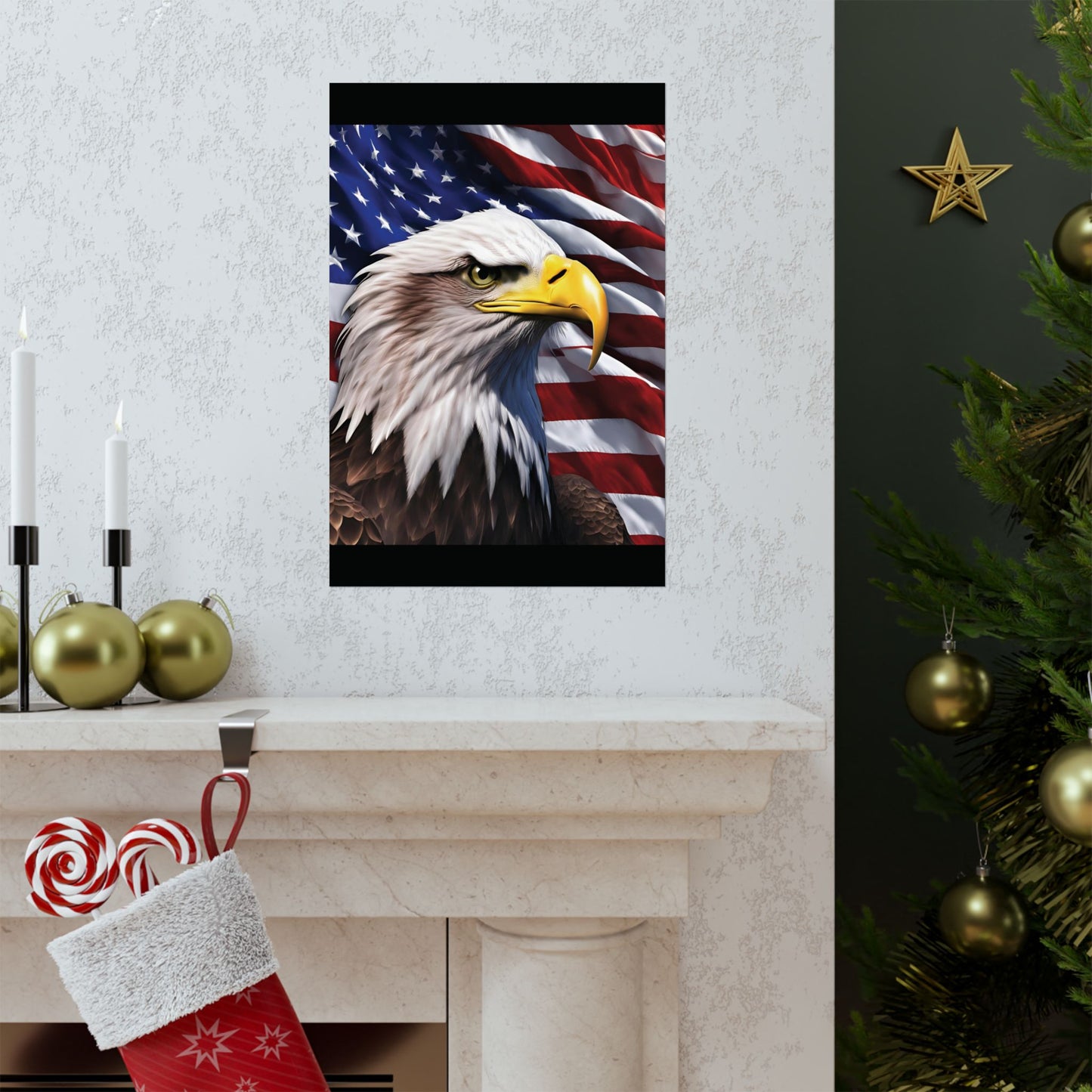 💥 Patriotic 💥 Bald Eagle 💥 Red White & Blue 💥 Wall Art 💥 Matte  💥 Vertical Poster 💥