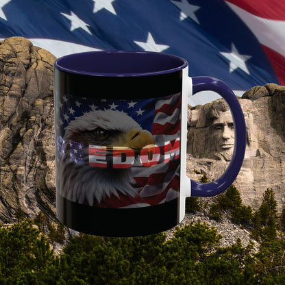 Freedom! Bald Eagle Patriotic Accent Mug - Red White & Blue - 11oz/15oz