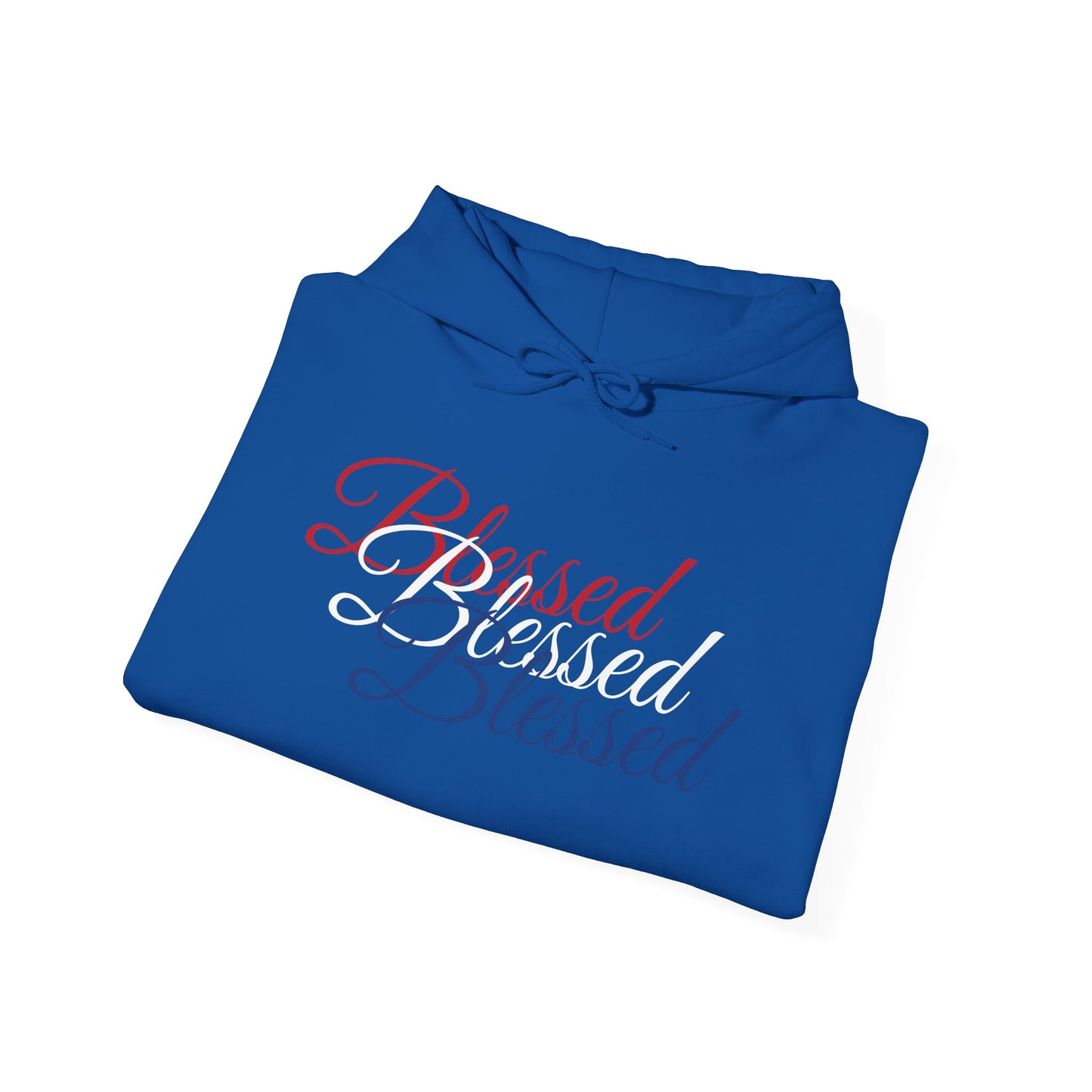 Blessed Hoodie – Patriotic Red, White & Blue Unisex Pullover Sweatshirt with Front & Back Print – Cozy, Positive Vibes Gift