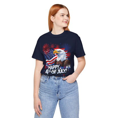 Happy 4th of July Graphic T-Shirt - Patriotic Bald Eagle - American Flag Tee - XS-4XL
