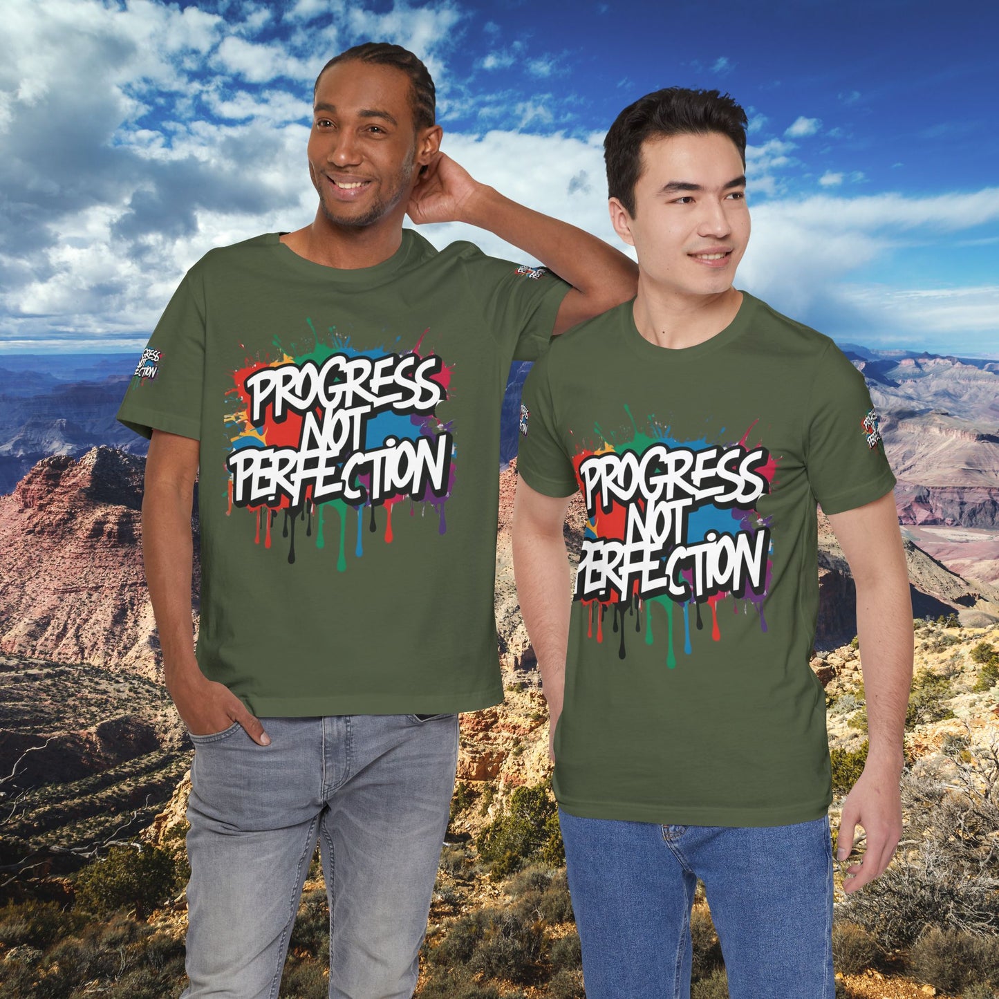 💥 Vibrant   💥   Eye-catching   💥   Motivational    💥 All  Over Print   💥 Unisex T-shirt  💥   Progress  Not  Perfection   💥  Art-Inspired   💥  Apparel  💥  Sizes  XS  x  4XL 💥