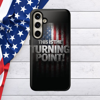 Stunning Patriotic Protective Cell Phone Case -  Charlie Kirk - This Is The Turning Point! - Red White Blue - Beautiful American Flag Backdrop Design - Perfect Gift for Everyday Use, Durable Cover, Stylish Protection