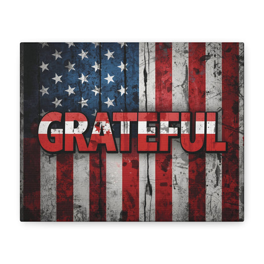 Grateful American Flag Wall Art | Patriotic Canvas Decor, Home Wall Decor, Inspirational Gift, 4th of July Decoration, Veteran's Day
