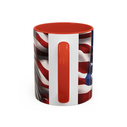 Patriotic Bald Eagle Coffee Mug – American Flag Accent Cup for Proud Americans & Veterans (11oz & 15oz, Multiple Colors)